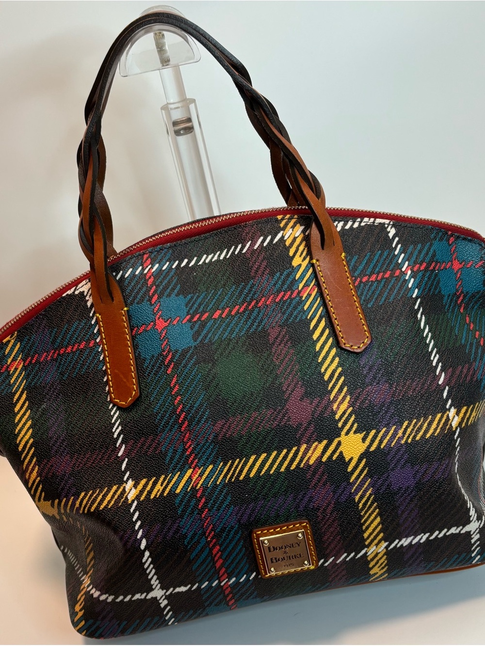 Dooney & Bourke ($270) Multicolor Plaid Tartan Domed Satchel